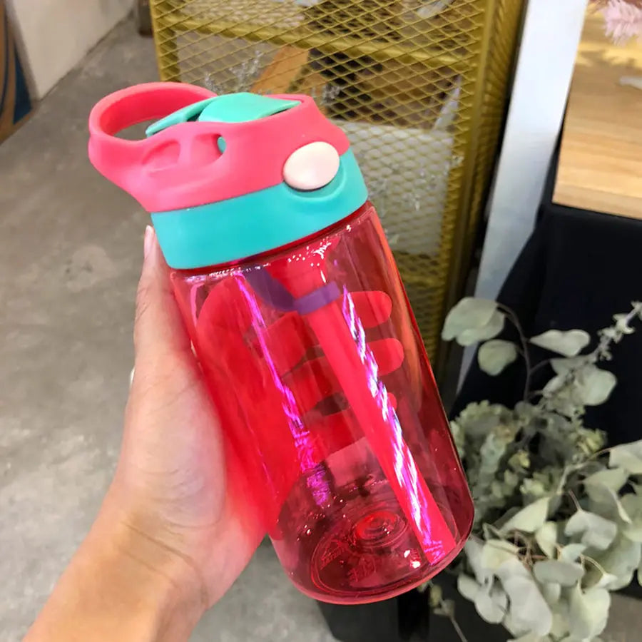 480ml Water Bottle With Straw Kids Girls Portable Travel Bottles Gym Sports Fitness Cup Summer Cold Water Juice Drinking Bottle