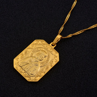 Anniyo Saint Nicholas Patron Saint Necklace Orthodox Christianity Pendant Church Eternal Church Cross Jewelry Russia @@046604