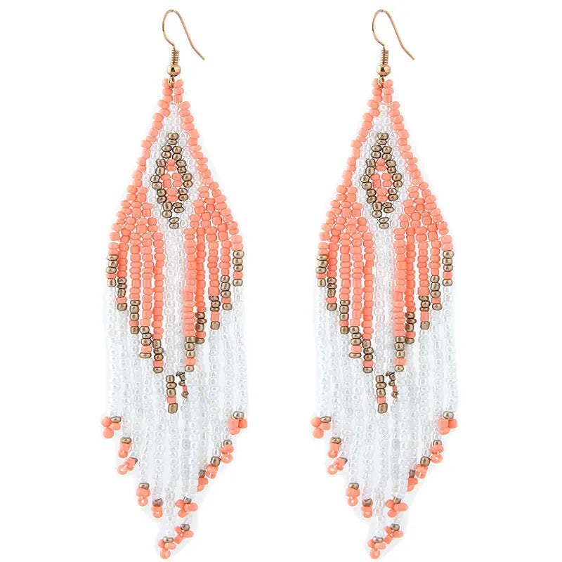 Bohemian Earrings 2024 Beads Long Earrings Ethnic Style Drop Earings Fashion Jewelry Bijoux Femme Statement Earrings
