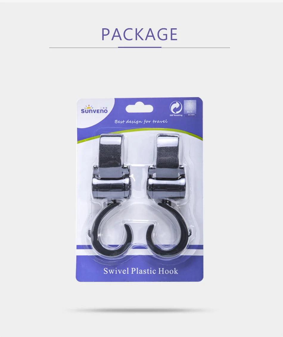 Sunveno Baby Stroller Hooks Pram Rotate 360 Diaper Bag Hanger Baby Kids Activity Gear Stroller Accessories 2pcs/set