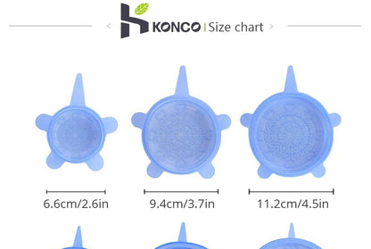 6pcs Reusable Silicon Stretch Lids,Universal Silicone Food Cover ,Silicone Lids For Food Cookware Bowl Kitchen Accessories