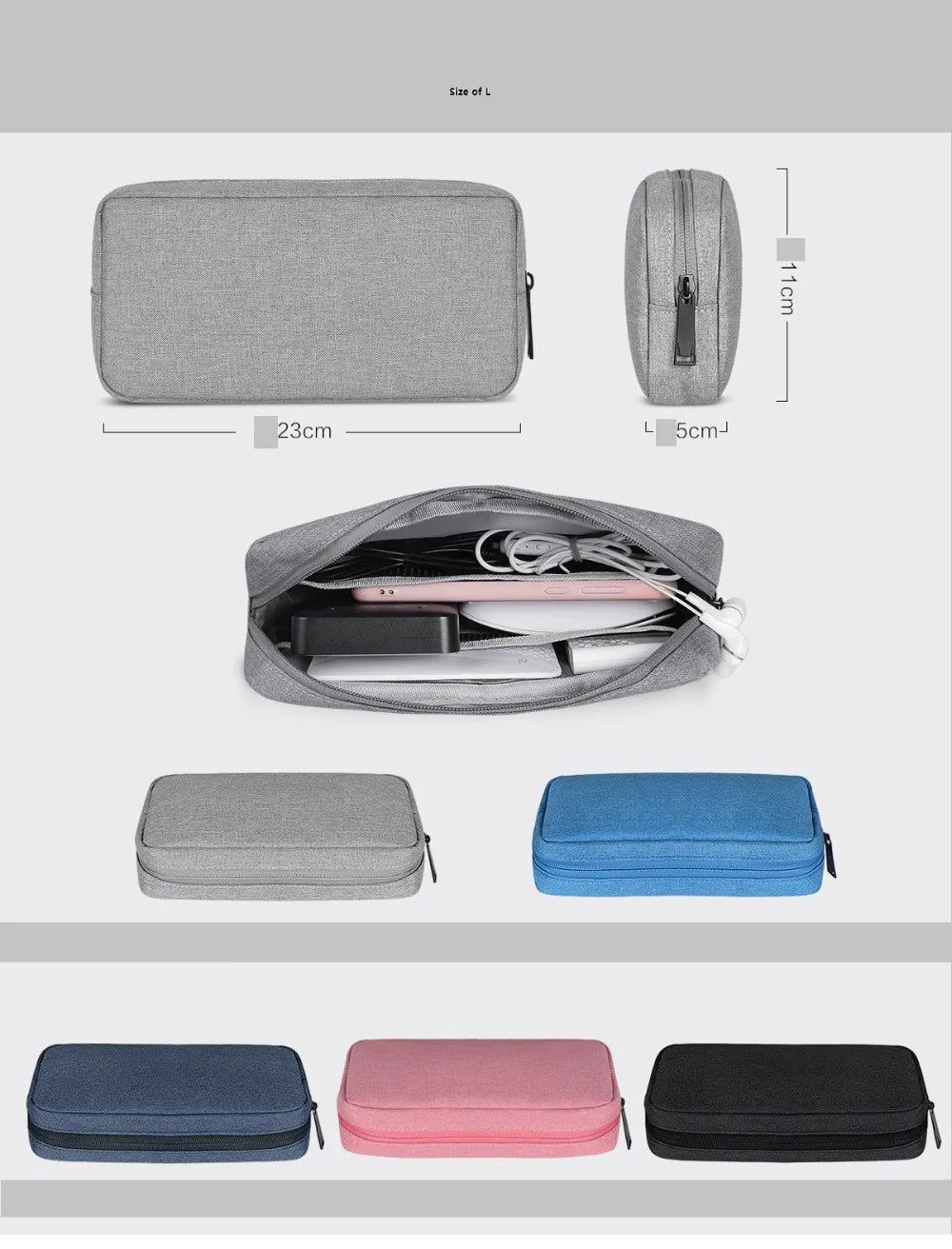 Charging Cable Organiser Hard Drive Bag Electronics Accessories Storage Case for Charger, Adaptors or for Nintendo Switch