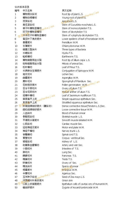 50 PCS Prepared Microscope Slides Learning Resources Slice in Box Basic Science Teaching Learning Specimen