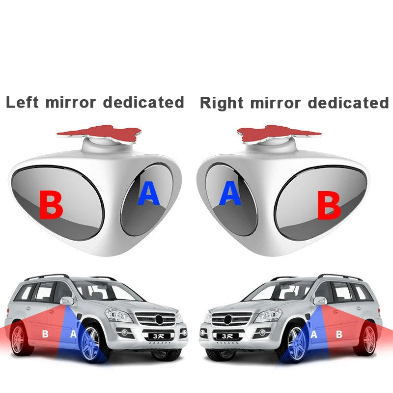 360 Degree Rotatable 2 Side Car Blind Spot Convex Mirror Automibile Exterior Rear View Parking Mirror Safety Accessories
