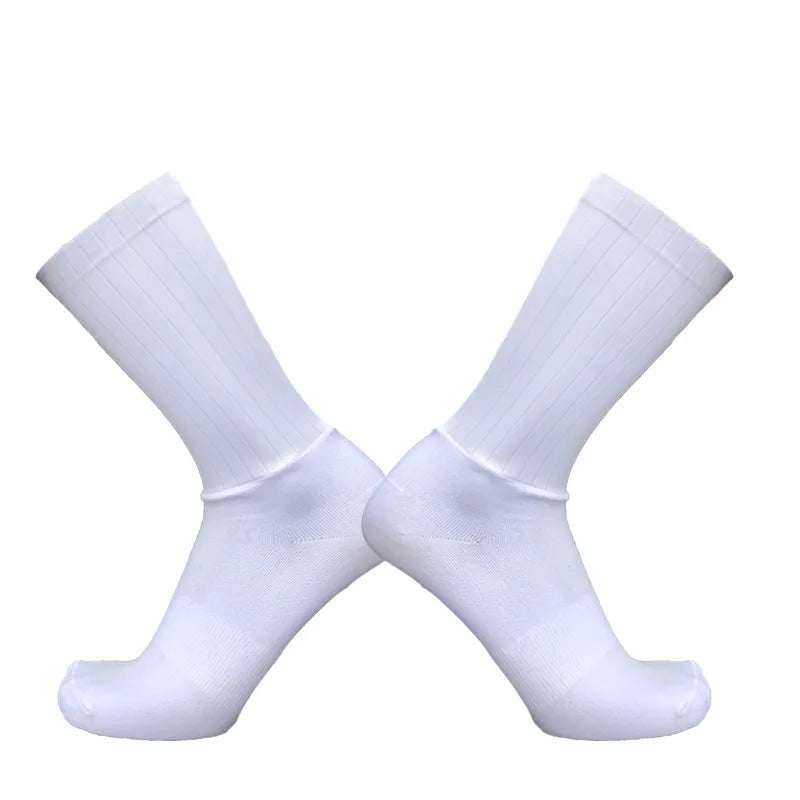 Anti Slip Silicone Summer Aero Socks Whiteline Cycling Socks Men Bicycle Sport Running Bike Socks Calcetines Ciclismo