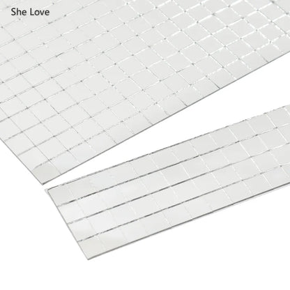 Chzimade Self-Adhesive Real Glass Mirror Mosaic Tiles For DIY Handmade Crafts Home Decoration