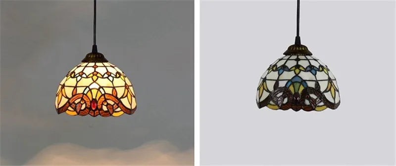 Colorful Mediterranean Style Moroccan Lamp Stained Glass Shade Mosaic LED Pendant Light for dining room bar lighting