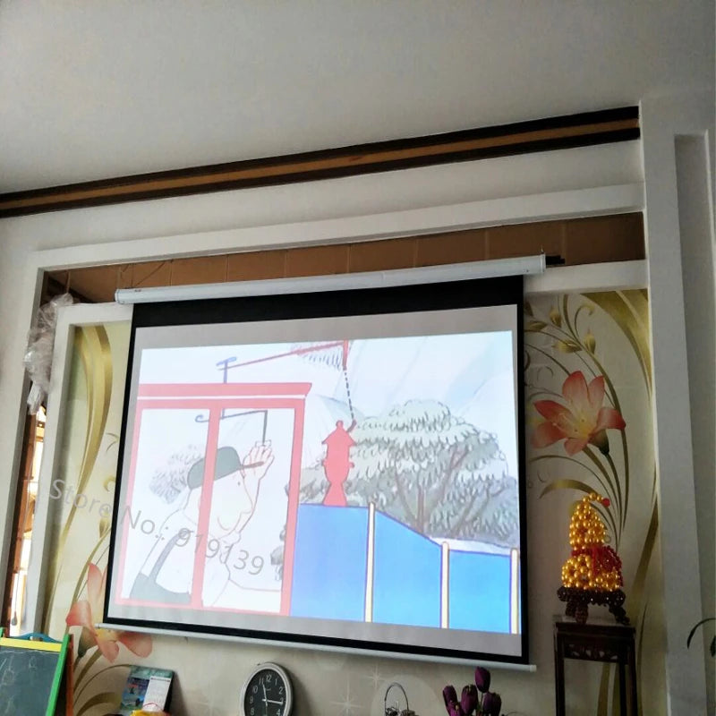 3D Electric Projector Screen 100 Inches 4:3 Projection Screens Fabric 80x60inch For HD Beamer Cinema Office School Classroom