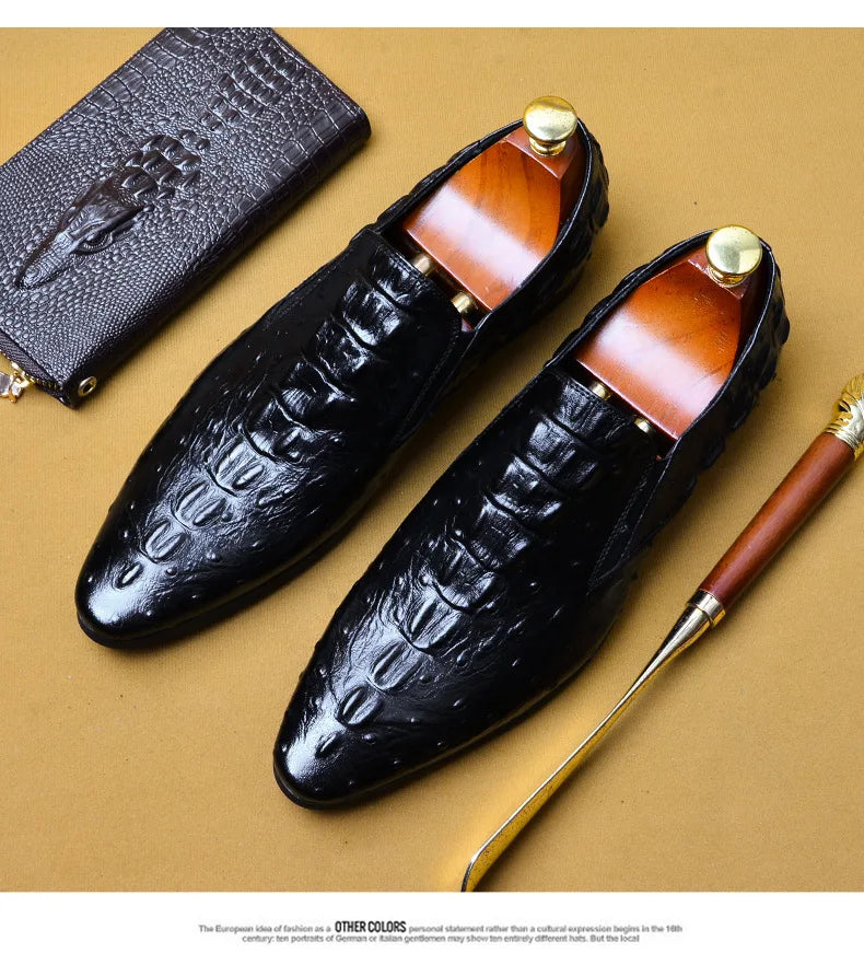 Genuine Leather Oxford Office Shoes Luxury Dress Shoes Slip on Wedding Shoes For Men