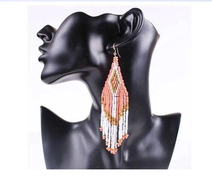 Bohemian Earrings 2024 Beads Long Earrings Ethnic Style Drop Earings Fashion Jewelry Bijoux Femme Statement Earrings