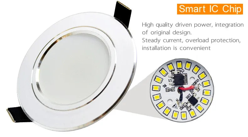 Led Downlight 3W 5W 7W 9W 12W 15W 18W AC 220V 230V 110V  Ceiling Bathroom Lamps Living Room Light Home Indoor Lighting