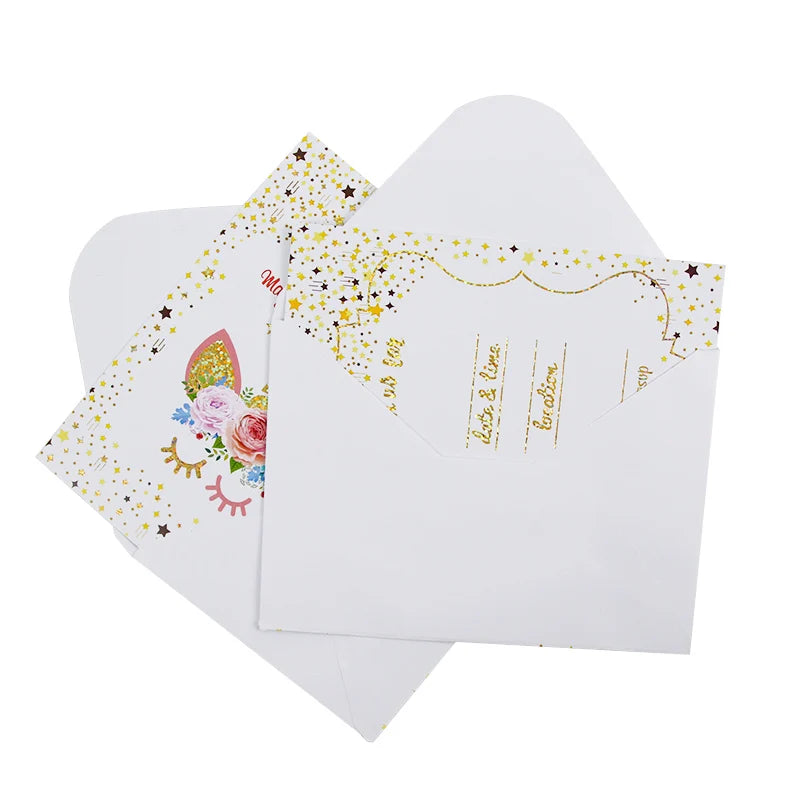 Unicorn Invitations Card Unicornio Party Happy Birthday Party Decorations Kids Party Favors Invitation Cards Unicorn Party