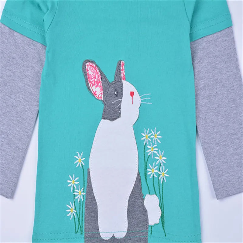 Baby Boys Girls 18-6T Striped Cartoon Tshirts With Applique Animal Kids Hot Selling Spring Autumn Clothes Designed Tops Clothing