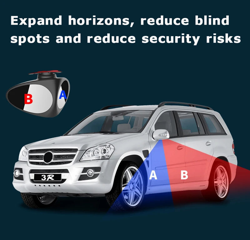 360 Degree Rotatable 2 Side Car Blind Spot Convex Mirror Automibile Exterior Rear View Parking Mirror Safety Accessories