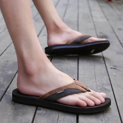 2024 New Arrival Men Flip Flops Summer Fashionable Slippers Non-Slip Sandals PU Leather Soft Footwear Comfortable Wholesale