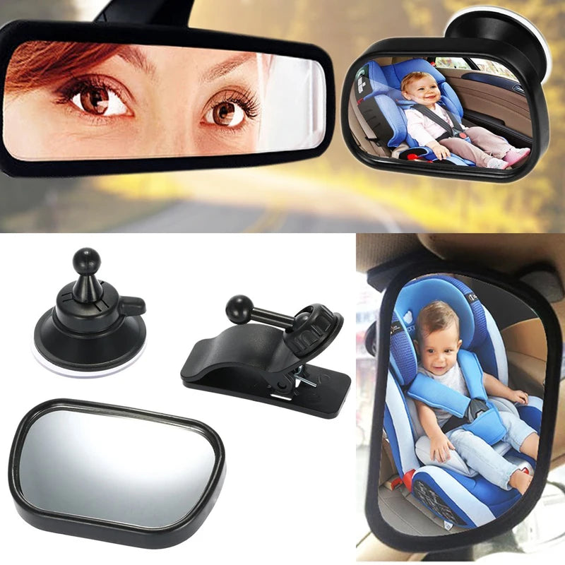 Car Back Seat Baby Mirror 2 in 1 Mini Children Rear Convex Mirror Adjustable Auto Kids Monitor Safety Car Rearview mirror