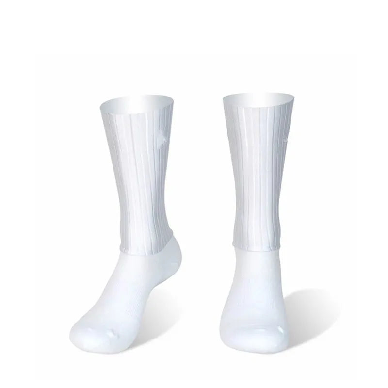 Anti Slip Silicone Summer Aero Socks Whiteline Cycling Socks Men Bicycle Sport Running Bike Socks Calcetines Ciclismo