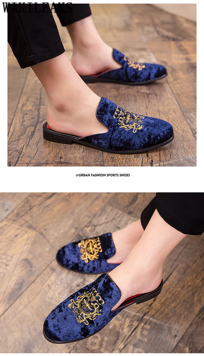 Half Shoes For Men Coiffeur Designer Shoes Men Fashion Italian Mens Casual Shoes Hot Sale Brand Mule Masculino Erkek Ayakkabi