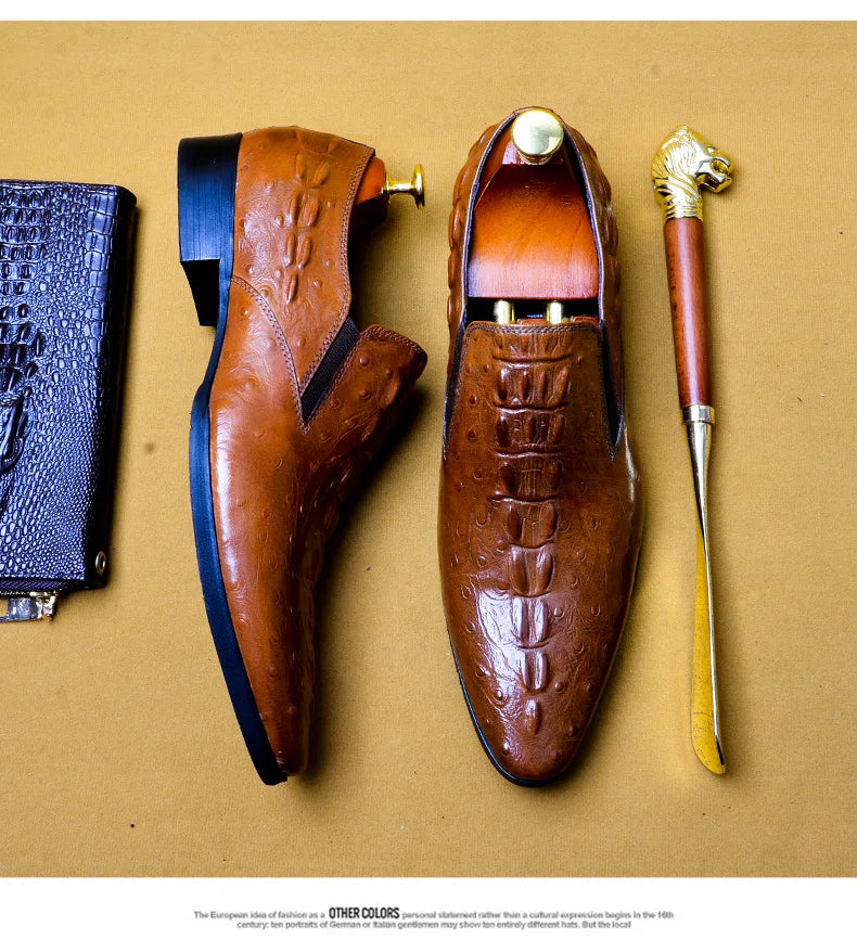 Genuine Leather Oxford Office Shoes Luxury Dress Shoes Slip on Wedding Shoes For Men