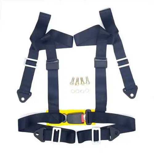 Universal 4 Point Racing Harness 2 Inch Safety Belt Quick Release Snap-In Buckle for Bucket Seats Black Red Blue