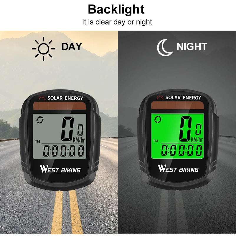 WEST BIKING Bike Computer Speedometer Odometer Multifunctional Cycling Computer Rainproof Solar Power Bicycle Wireless Computer