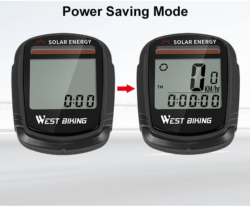 WEST BIKING Bike Computer Speedometer Odometer Multifunctional Cycling Computer Rainproof Solar Power Bicycle Wireless Computer