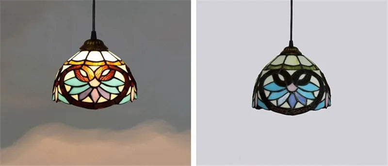 Colorful Mediterranean Style Moroccan Lamp Stained Glass Shade Mosaic LED Pendant Light for dining room bar lighting