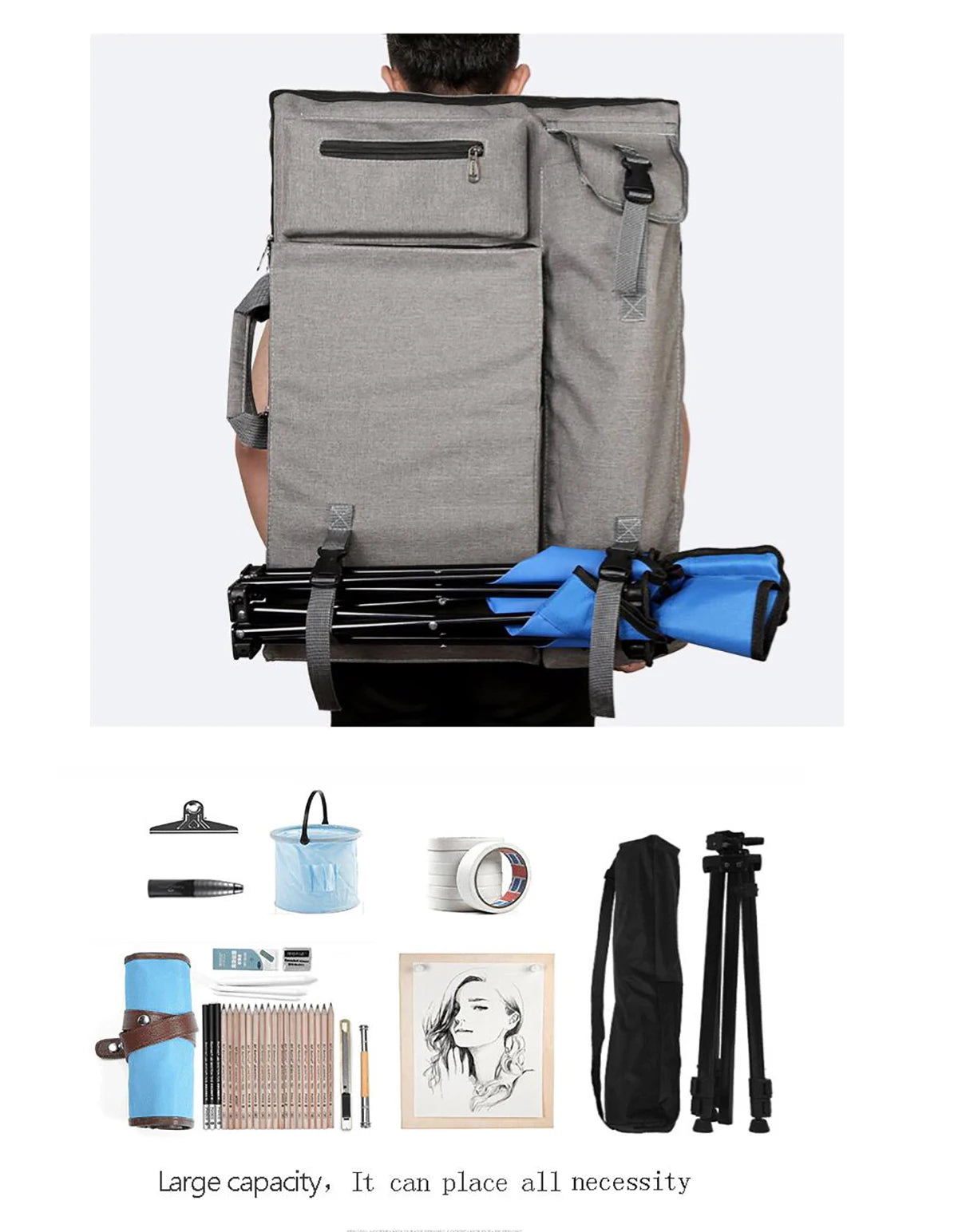 Large Art bag for drawing board painting set travel sketch bag for sketching tools Canvas painting art supplies for artist