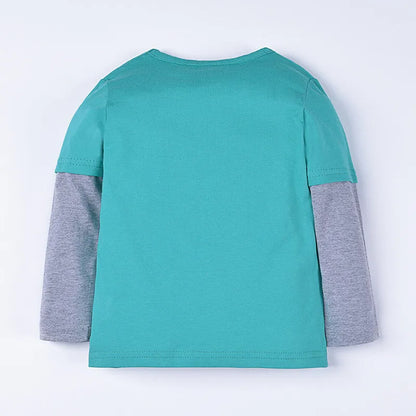 Baby Boys Girls 18-6T Striped Cartoon Tshirts With Applique Animal Kids Hot Selling Spring Autumn Clothes Designed Tops Clothing