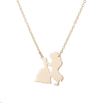 2025 New Movie Jewelry Beauty and the Beast Necklace for Women Prince Princess Pendant Necklaces Lover Accessories Gifts