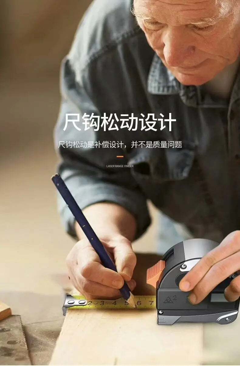 40M Laser Measuring Tape with Battery Retractable Digital Electronic Tape Measure Multi Angle Measuring Tool