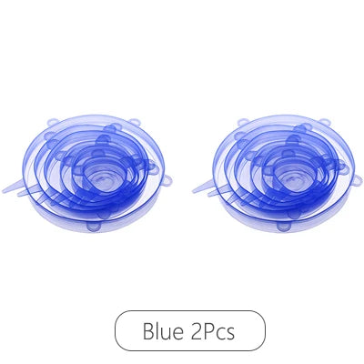 LMETJMA 6/12PCS Reusable Silicone Stretch Lids Kitchen Fresh Keeping Covers Compression Universal Silicone Stretch Lids KC0338