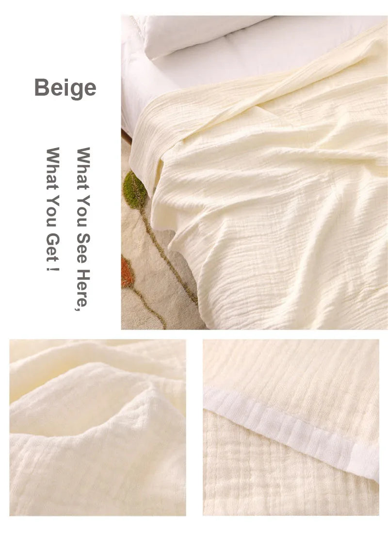 Summer Blankets 4 Layers Muslin Cotton Bedspread Blanket 150x200cm 200x230cm Soft Office Home Bedding Sleeping Quilt Blanket