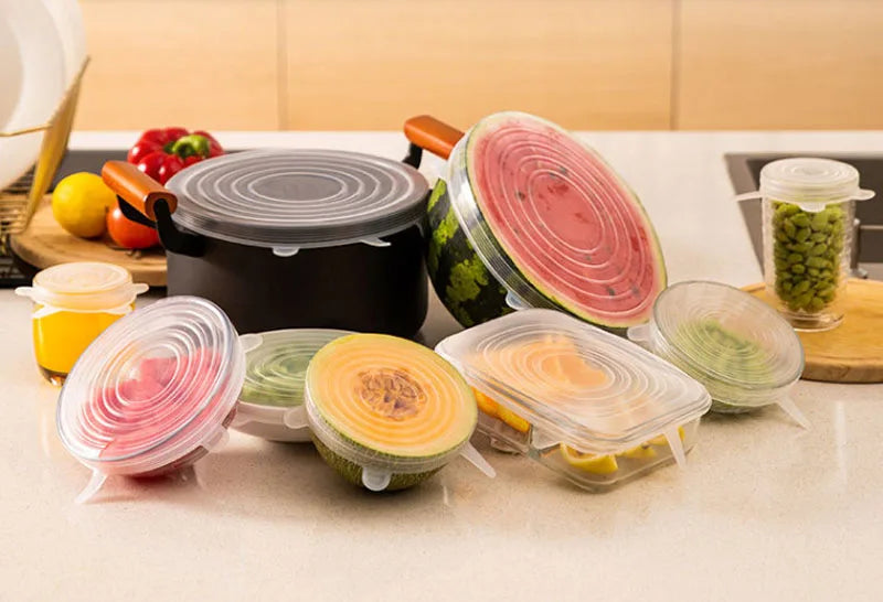 Silicone Stretch Lids Food Silicone Cover Cap Reusable Food Wrap Covers Pot Lid Silicone Lid Cover Cooking Food Fresh Bowl Cover