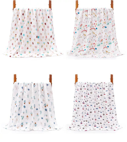 Baby Bath Towel Muslin Cloth Kids Bathrobe Child Blanket Wrap for Newborn Infant Toddler Boys Girls Gauze Cotton 110*110cm