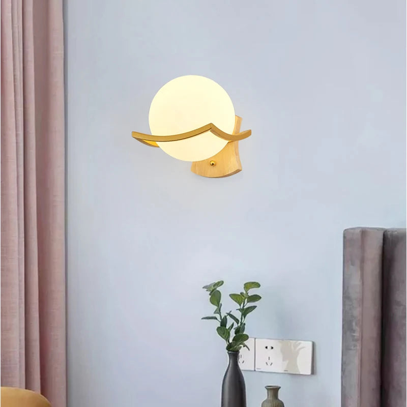 Decorative Modern Wall Lamp with Glass Shade Bedside Bedroom Loft Design Up Down Iron Led Wall Lights Gold for Home Mirror E27
