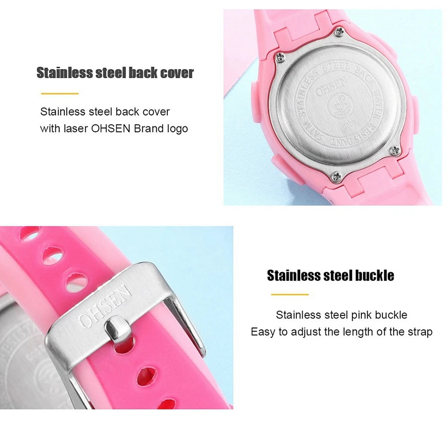 OHSEN Kids Digital Sport Watches 50M Waterproof Electronic Wristwatch Stop Watch LED Clock Children Watch For Boys Girls