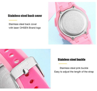 OHSEN Kids Digital Sport Watches 50M Waterproof Electronic Wristwatch Stop Watch LED Clock Children Watch For Boys Girls