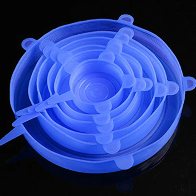 6pcs Food Silicone Cover Cap Universal Silicone Lids Cookware Bowl Reusable Stretch Lids Pot Lids Kitchen Accessories