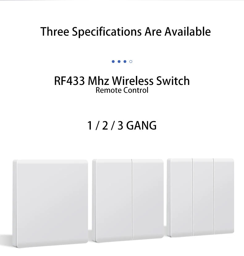 Smart Switch Light DIY Module Receiver 433 Mhz 86 Type Portable RF Wireless Relay Power Remote Control 220V  Wall Panel Buttons