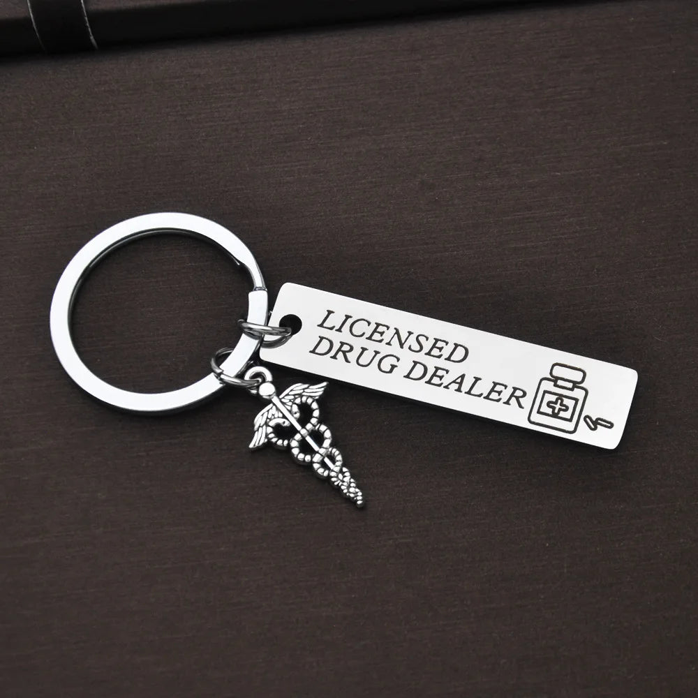 Nurse Medical Pharmacist Gift Funny Keychain Pharmacy Student School Graduation Gift Funny Licensed Drug Dealer Keychain