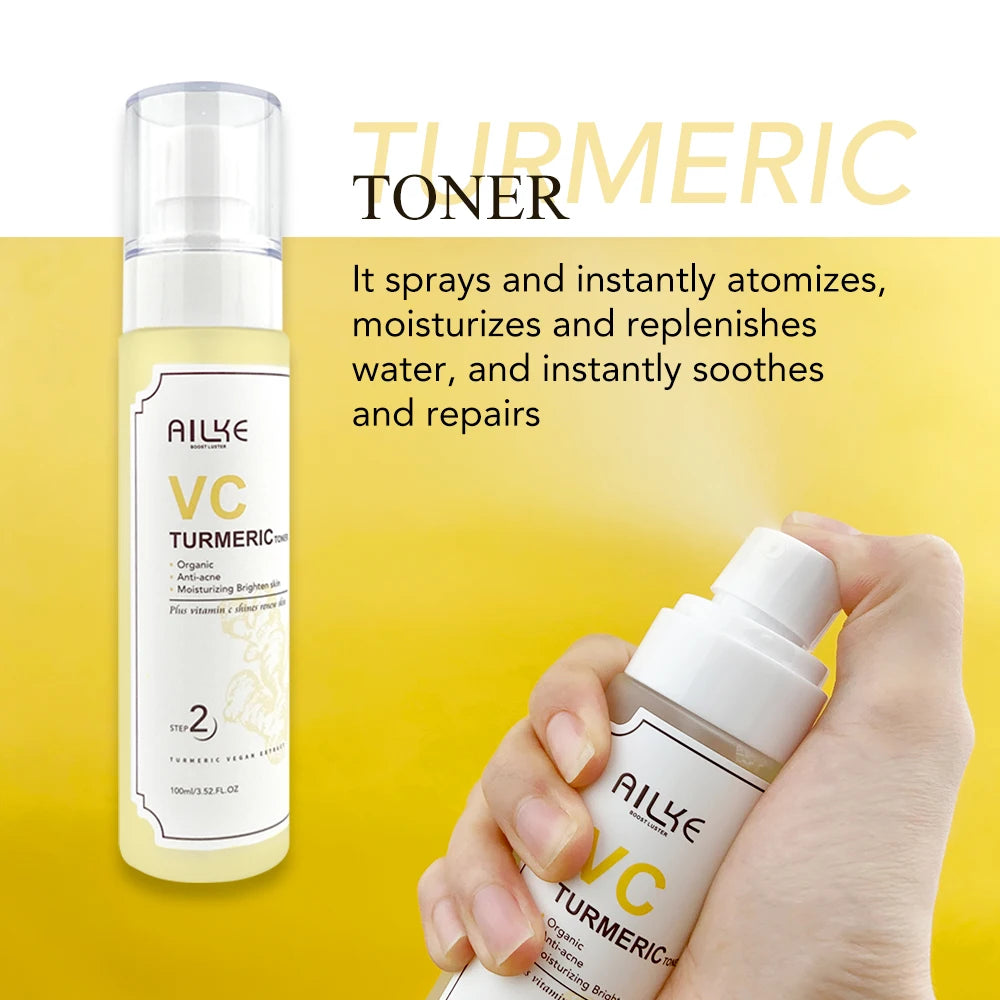 AILKE Turmeric Renew Skin Care Sets Vitamin C Women Facial Organic Anti Acne Whitening Hydrating Firming Korean Face Products