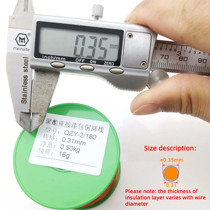 500g copper wire Magnet Wire Enameled Copper Winding wire Coil Copper Wire Winding wire High temperature resistance QZY-2/180℃