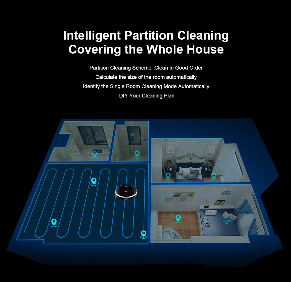 Robot Vacuum Cleaner LIECTROUX/LILIN C30B ,Map Navigation with Memory,Wifi APP Control,6000pa Suction,Smart Electric Water Tank