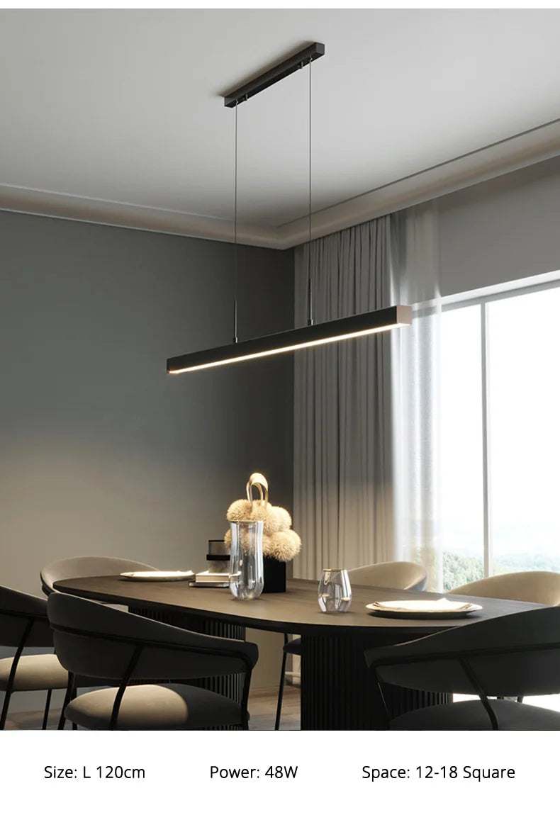 One word minimalist dining room chandelier modern long strip dining table lamp luxury dining room bar table lamp office light
