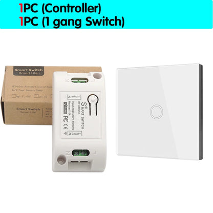 Smart Home Touch Light Switch Led Wireless 86*86 Remote on Off Wall Switch AC 110V 220V 10A Receiver 1/2/3gang for Ceiling Lamp