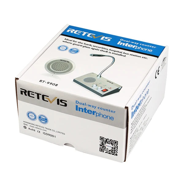Retevis RT-9908 Dual Way Window Intercom System Bank Counter Interphone Two Way Intercom Intercom bank pharmacy Table Microphone