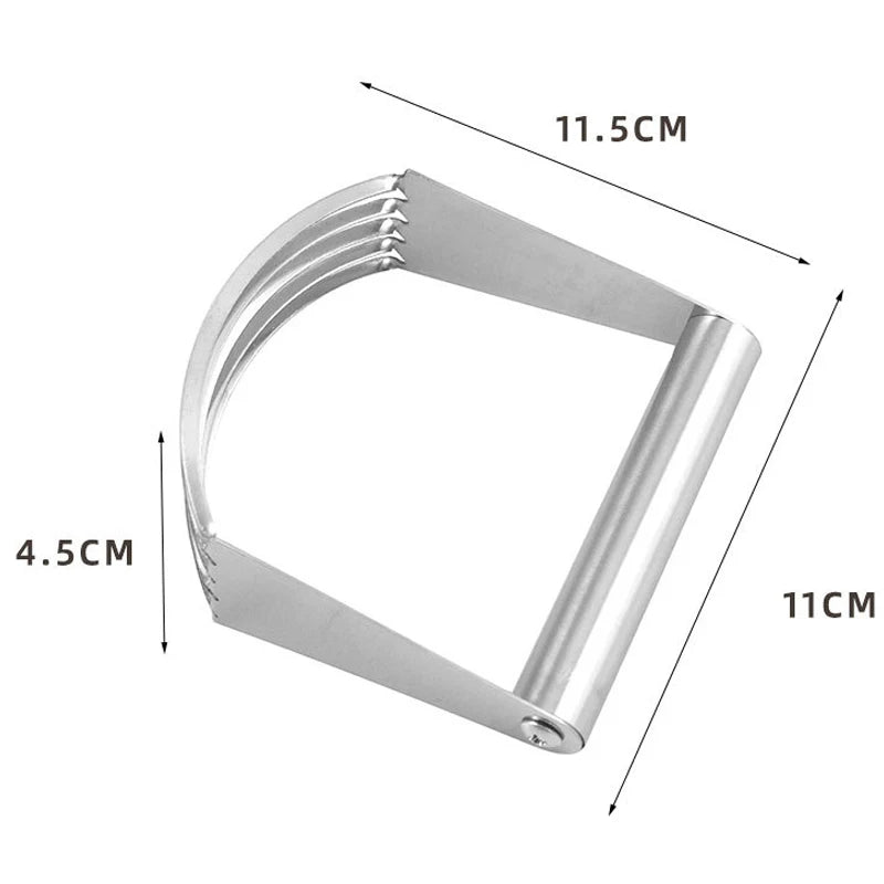 Manual Stainless Steel Dough Blender, Pastry Cutter, Ergonomic Handle, 5 Blade Baking Tool, Kitchen Gadget, Hot Sell