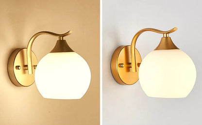 Decorative Modern Wall Lamp with Glass Shade Bedside Bedroom Loft Design Up Down Iron Led Wall Lights Gold for Home Mirror E27