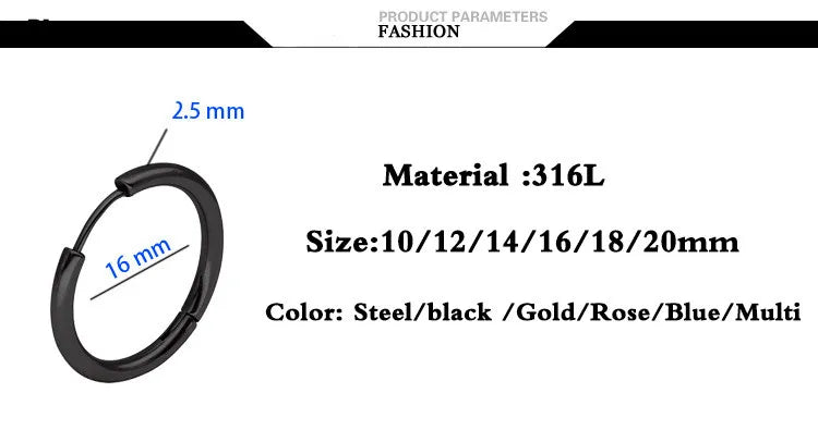 Hoop Earrings Women Gold /Rose Gold/Black Color Round Circle Earring Ear Ring Clip Earrings aretes Mujer